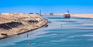 Ships passing through the Suez Canal