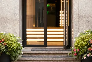 Modern hotel entrance