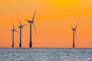 Offshore wind farm at dawn