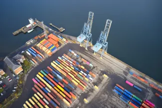 Aerial view of a port