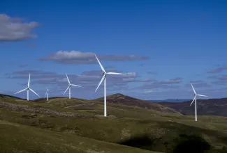 Wind turbines in the hills of Scotland