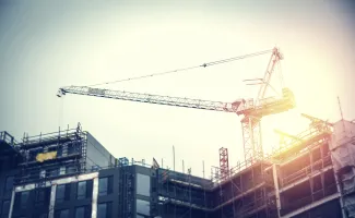 Crane on building site