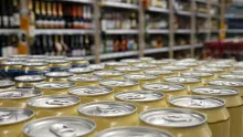 Yellow cans of cider